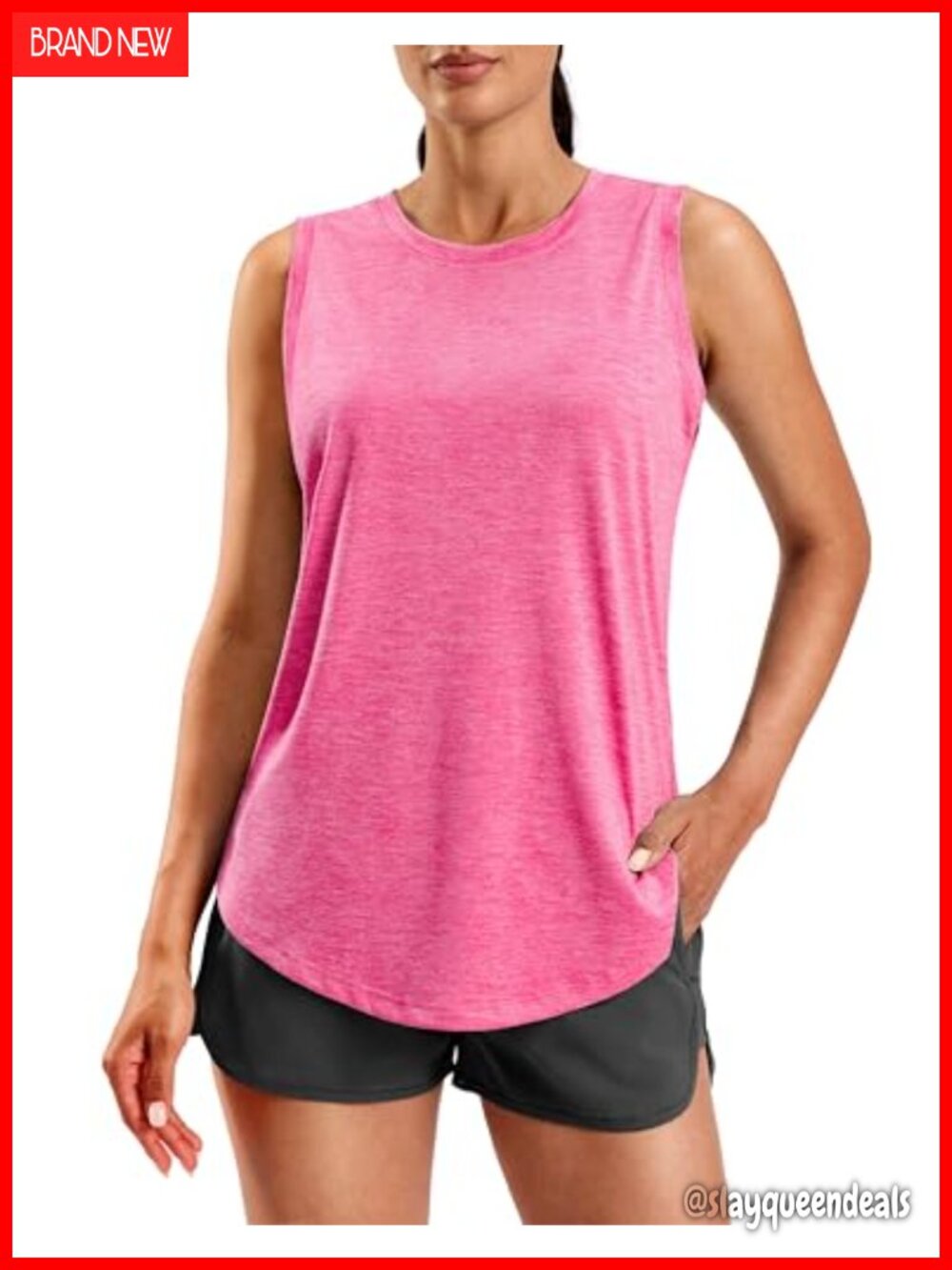 Women's Lightweight Long Workout Tank Top Athletic Gym Loose Fit Sleeveless